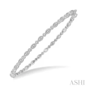 1/4 ctw Marquise Mount Round Cut Diamond Stackable Bangle in 14K White Gold