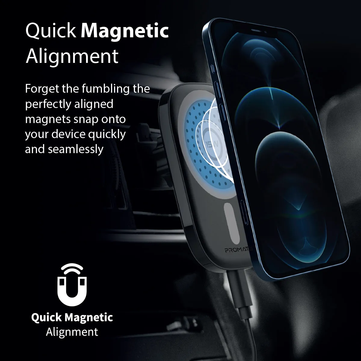 15W Magnetic Wireless Charging Car Mount