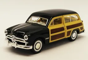 1949 Ford Woody Wagon - Black - Kinsmart Pull Back & Go Diecast Metal Model Car