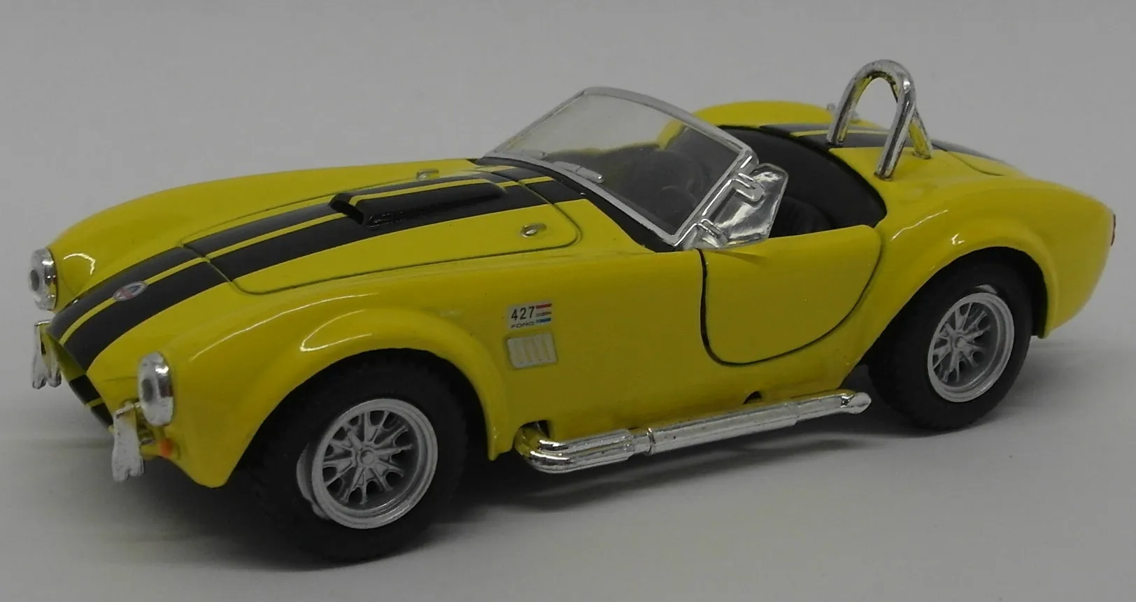 1965 Shelby Cobra 427 S/C - Yellow - Kinsmart Pull Back & Go Diecast Metal Model Car