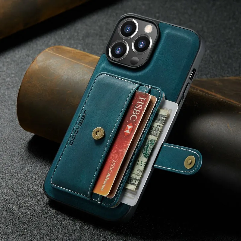 2 in 1 Detachable Magnetic Wallet Leather Phone Case WIth Card Slot Holder For iPhone