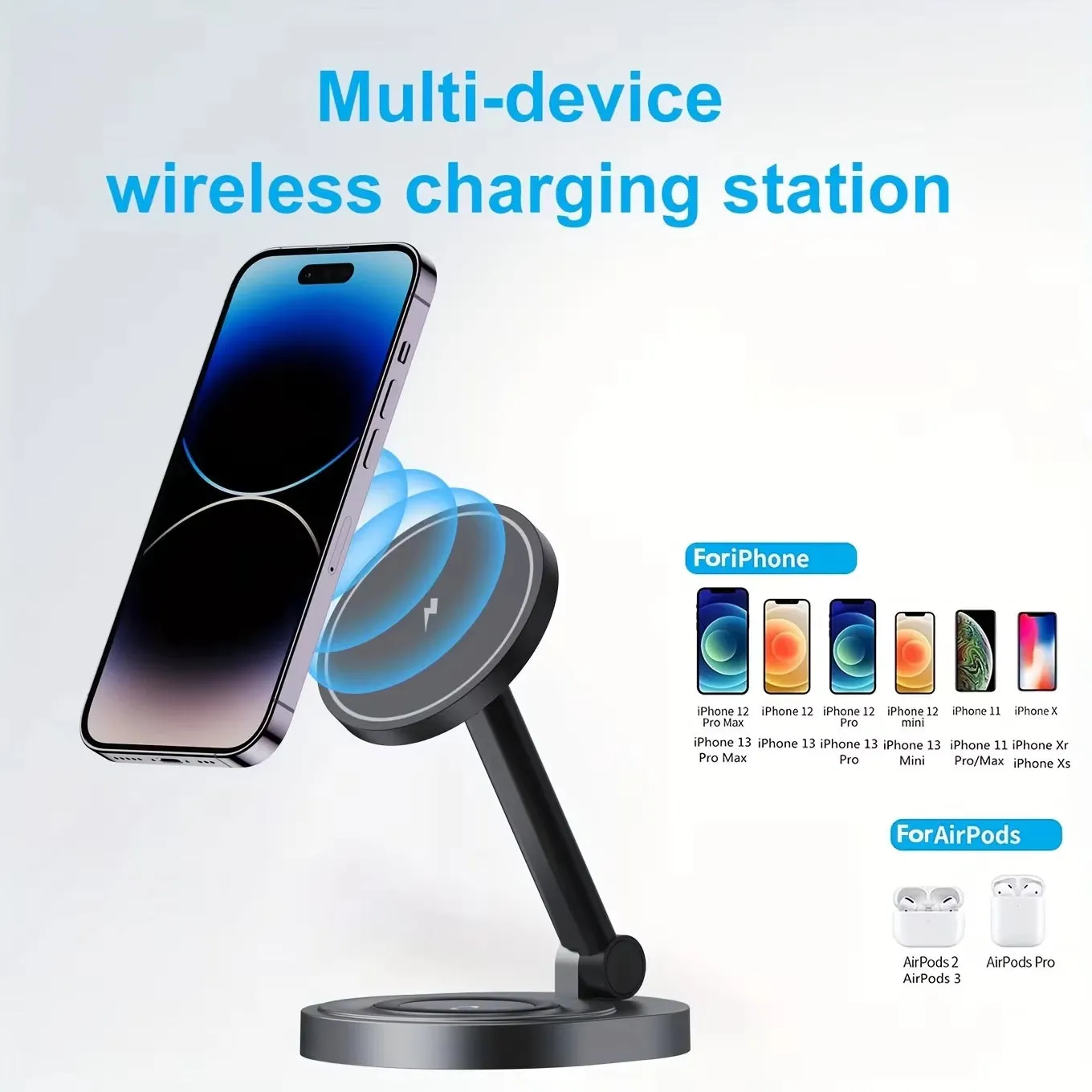 2 in 1 Magnetic Wireless Charger Stand Pad for Iphone 15 14 13 12 11 Pro Max 11 X Apple Watch Airpods Fast Charging Dock Station