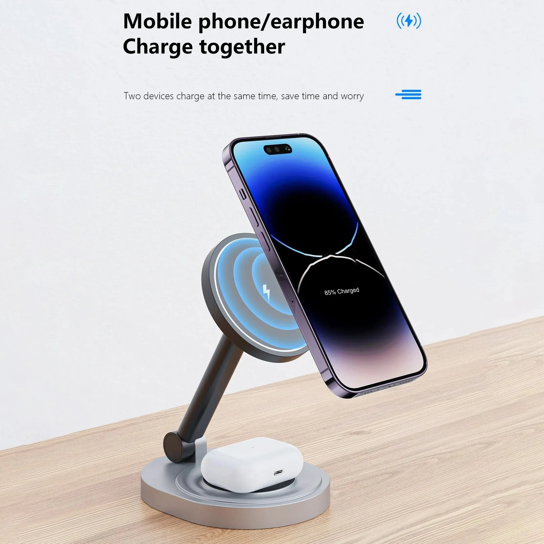 2 in 1 Magnetic Wireless Charger Stand Pad for Iphone 15 14 13 12 11 Pro Max 11 X Apple Watch Airpods Fast Charging Dock Station