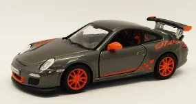 2010 Porsche 911 GT3 RS Silver - Kinsmart Pull Back & Go Metal Model Car