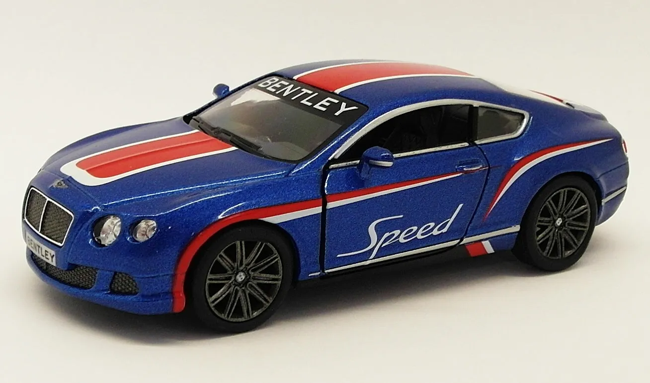 2012 Bentley Cont GT Speed - Blue - Kinsmart Pull Back & Go Metal Model Car