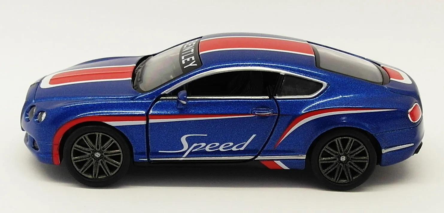 2012 Bentley Cont GT Speed - Blue - Kinsmart Pull Back & Go Metal Model Car