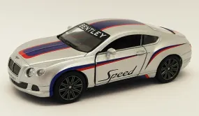 2012 Bentley Cont GT Speed - Silver - Kinsmart Pull Back & Go Metal Model Car