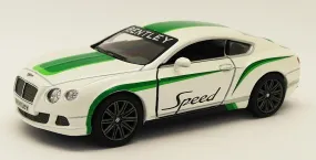 2012 Bentley Cont GT Speed - White - Kinsmart Pull Back & Go Metal Model Car