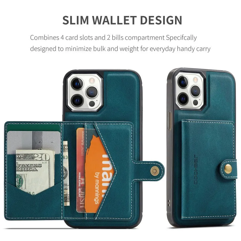 2in1 Magnetic Removable Wallet PU Leather Phone Cases For iPhone