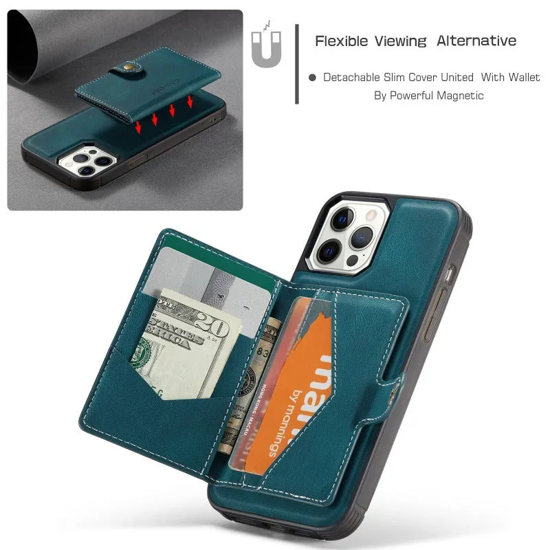 2in1 Magnetic Removable Wallet PU Leather Phone Cases For iPhone