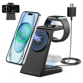 3 in 1 Magnetic Wireless Charging Station Apple 20W Mag-Safe Charger Stand Magnetic Wireless Charger for iPhone 15 14 13 12 Pro/Pro Max/Plus/Mini AirPods 2/3/Pro iWatch Ultra/8/7/SE/6/5/4/3/2