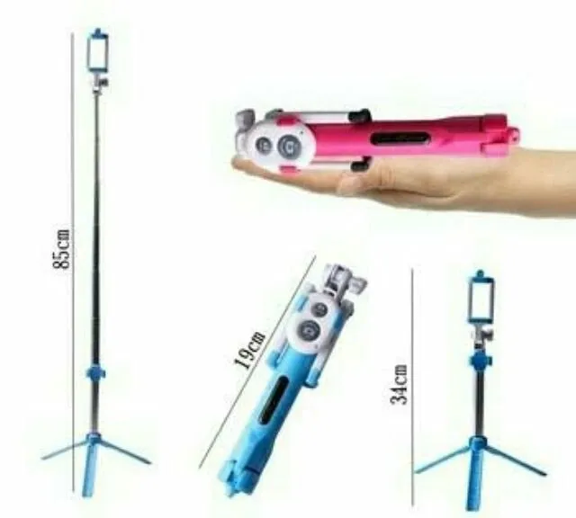 3 In 1 Monopod With Bluetooth Shutter And Build In Tripod WXY-01 - Assorted Colours