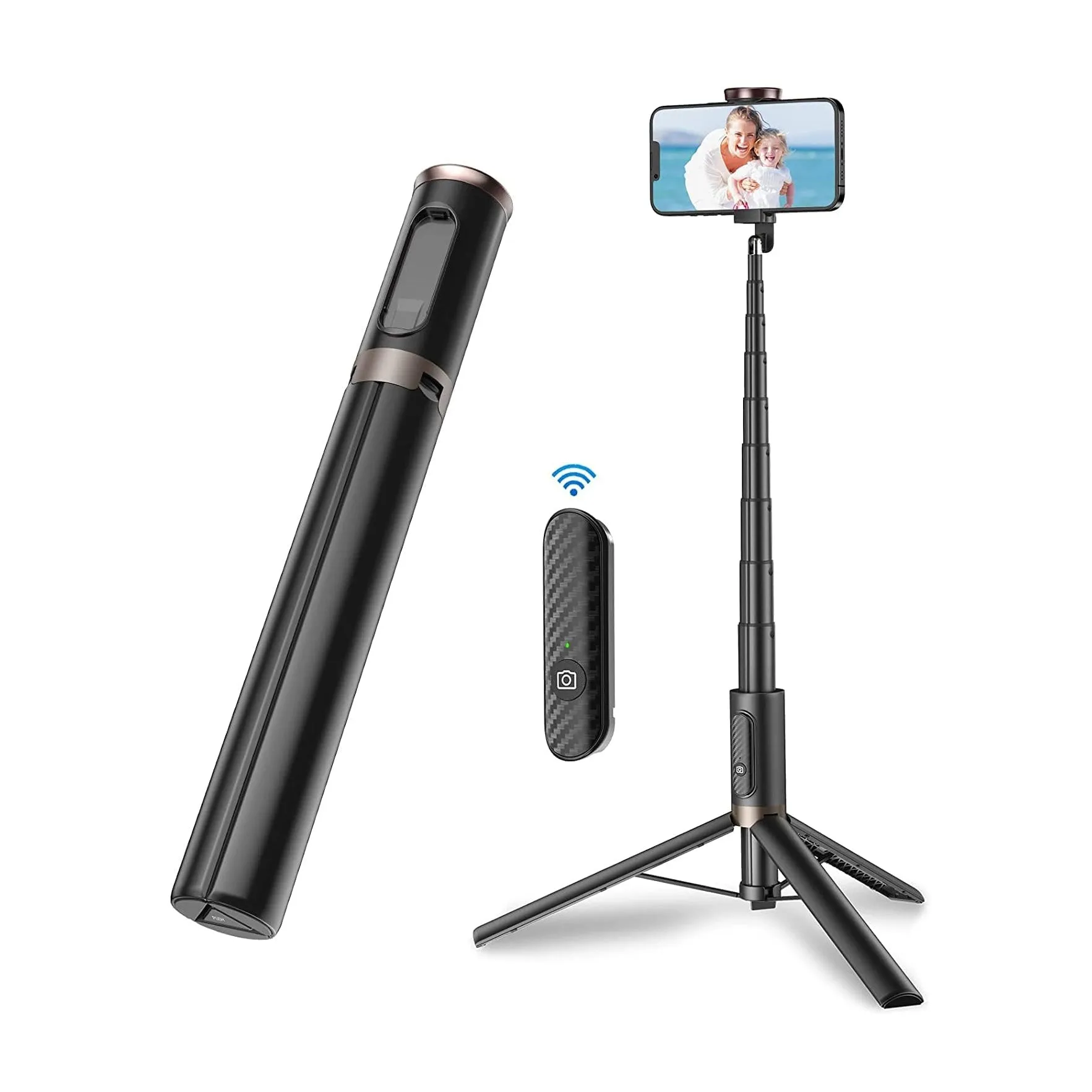 60" Cell Phone Selfie Stick Tripod Smartphone Tripod Stand All-in-1 with Integrated Wireless Remote