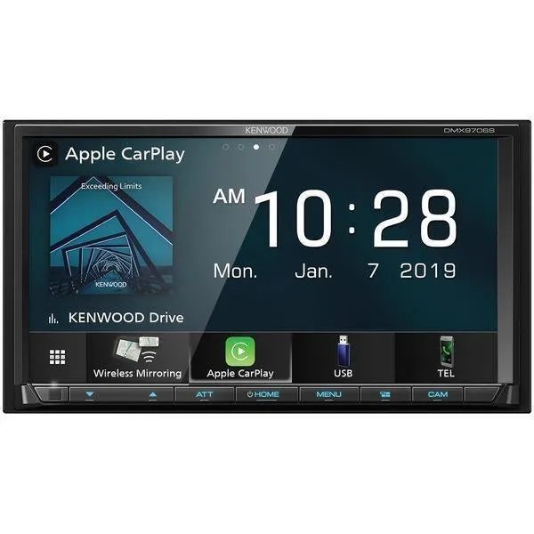 6.95-Inch Double-DIN In-Dash Digital Media Receiver with Bluetooth, Apple CarPlay, Android Auto, Built-in Wi-Fi, and SiriusXM Ready