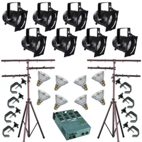 8 Short PAR CAN 38 120w PAR38 SP Dimmer C-Clamp Stand