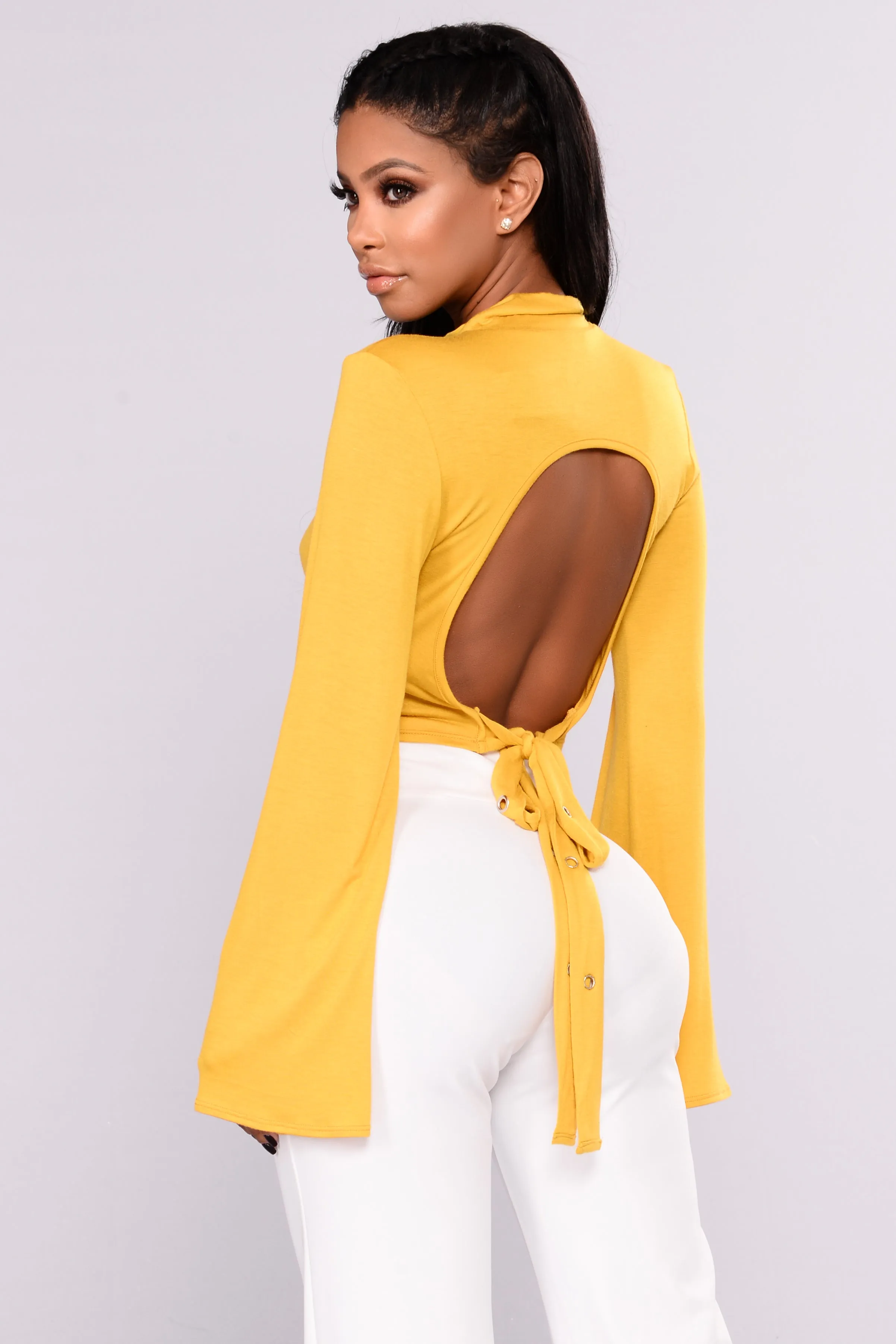 Alexandra Open Back Top - Mustard