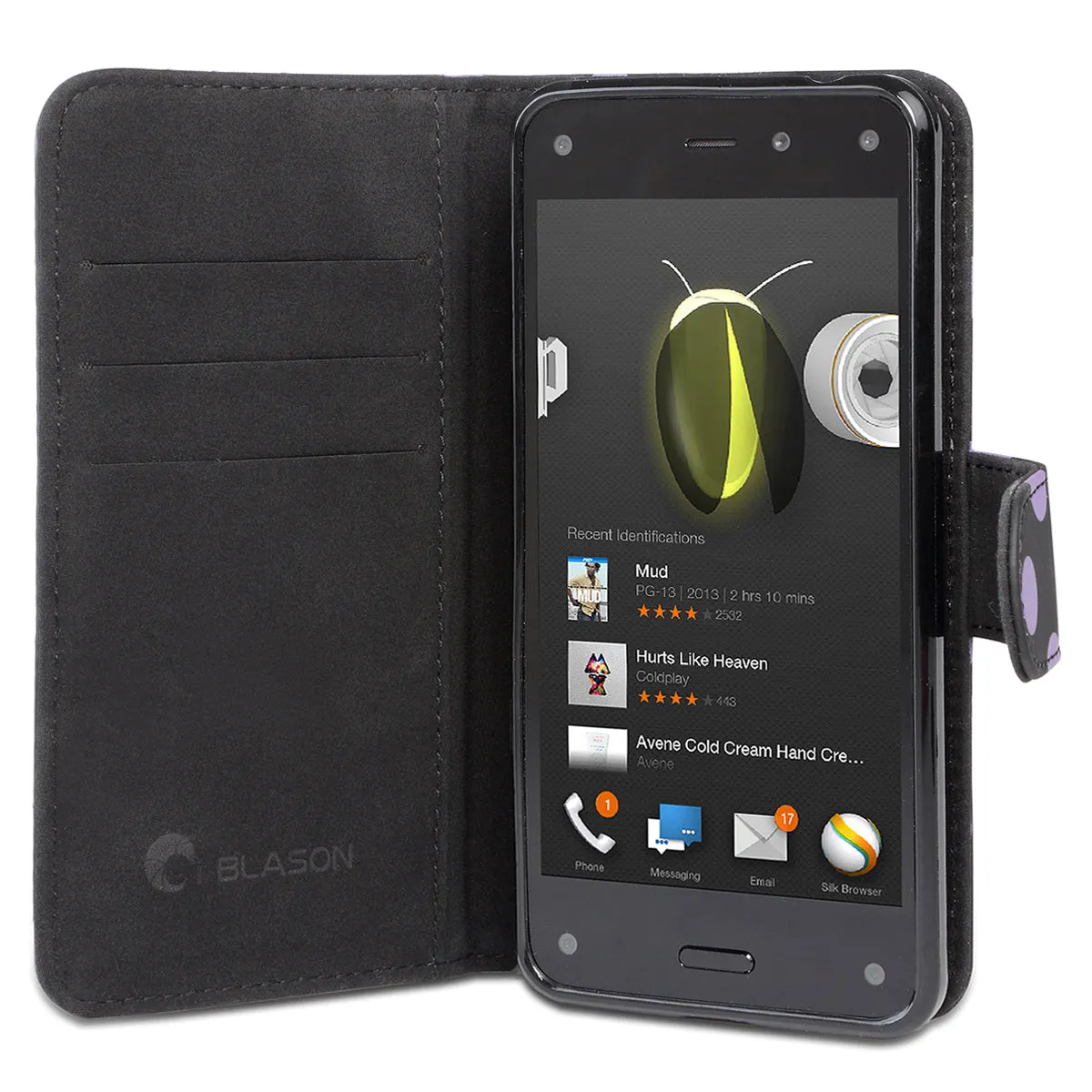 Amazon Fire Leather Book Case-Purple/Black