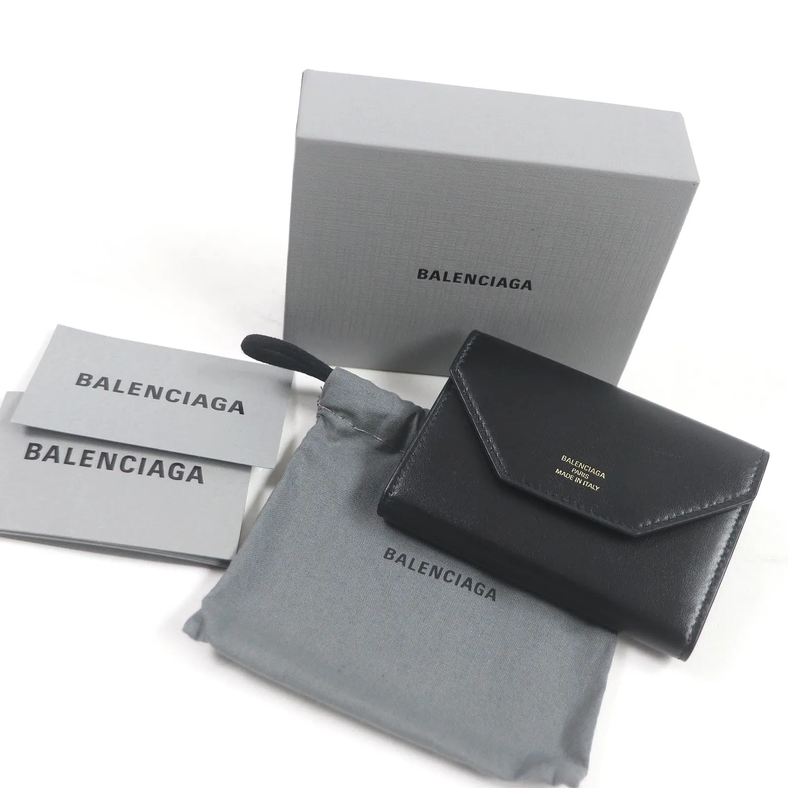 Balenciaga Logo Card Case Leather Key Holder