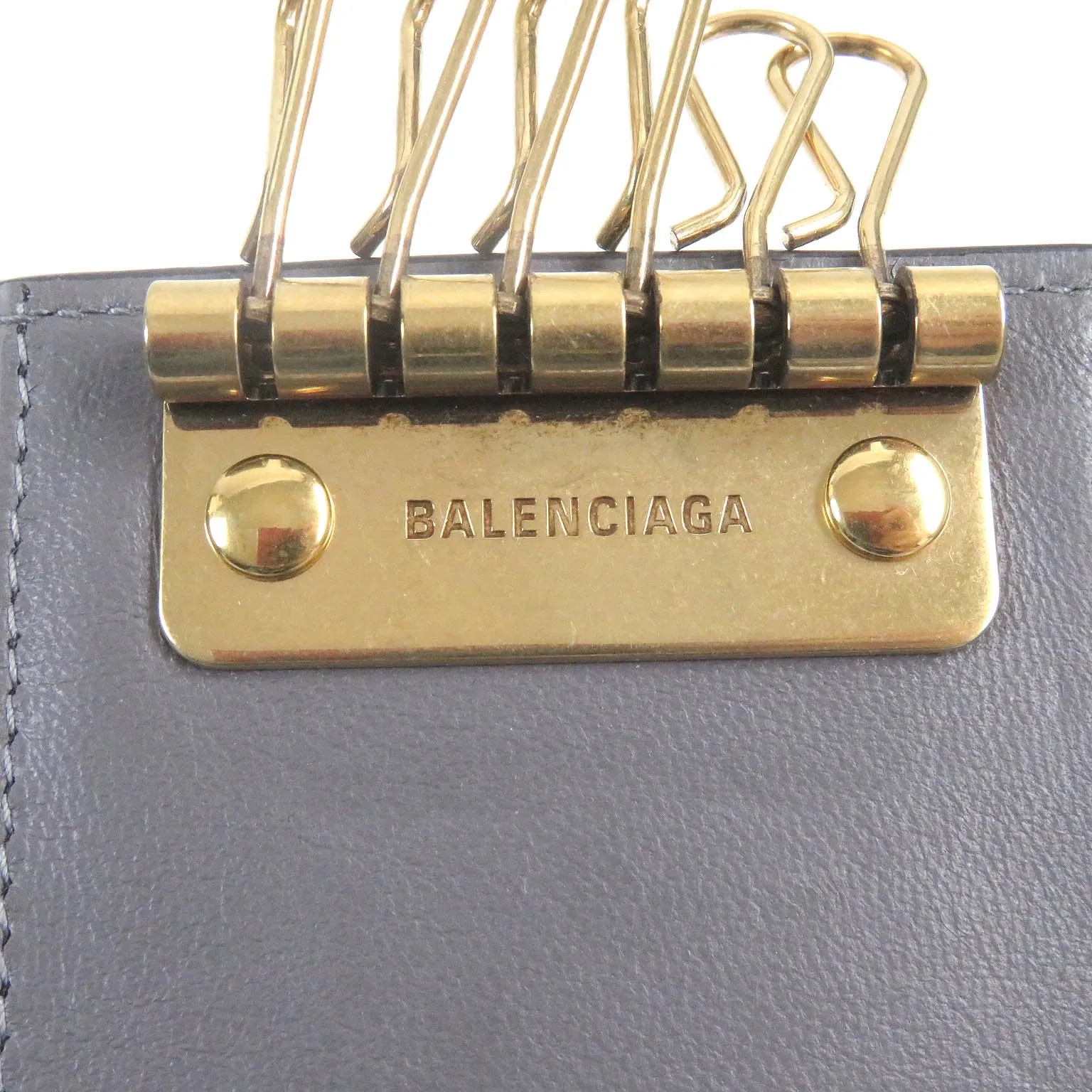 Balenciaga Logo Card Case Leather Key Holder