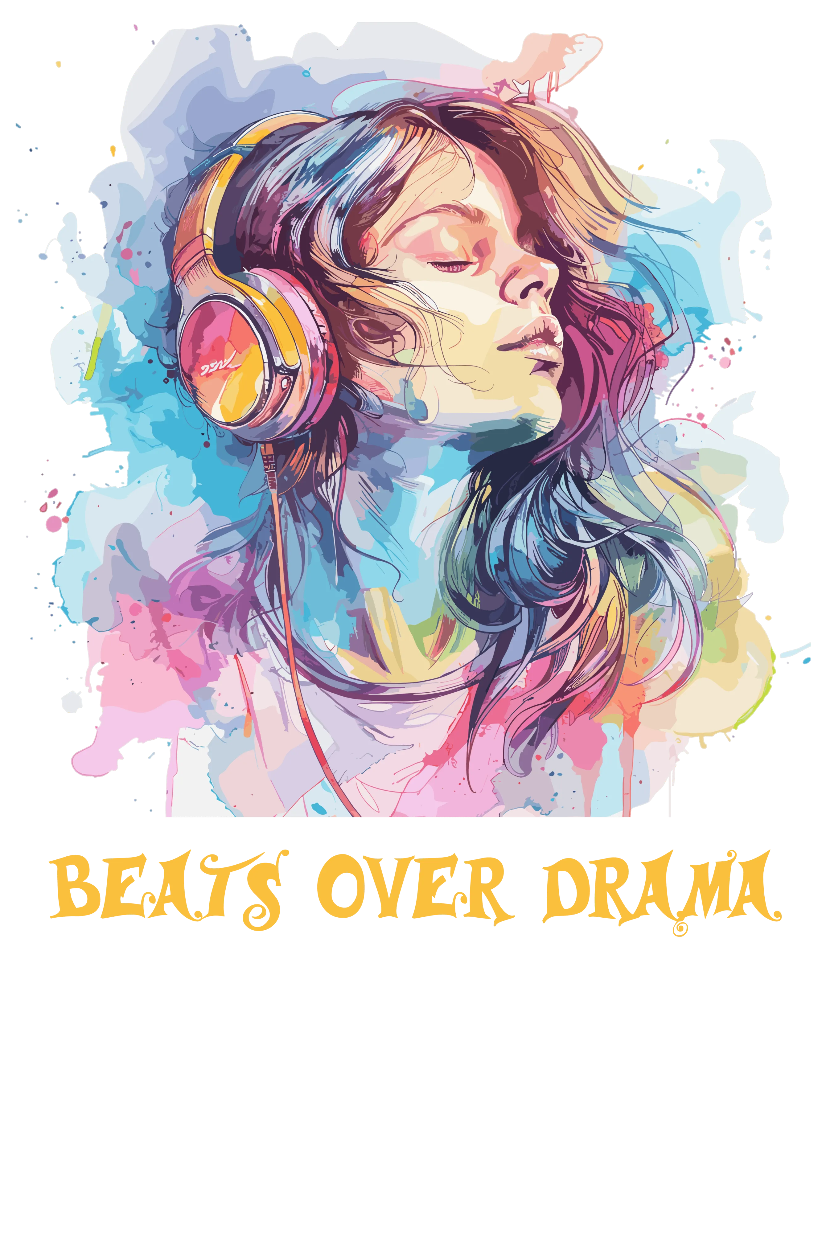 Beats Over Drama Vibrant Graphic Women's Oversized Cotton T-Shirt