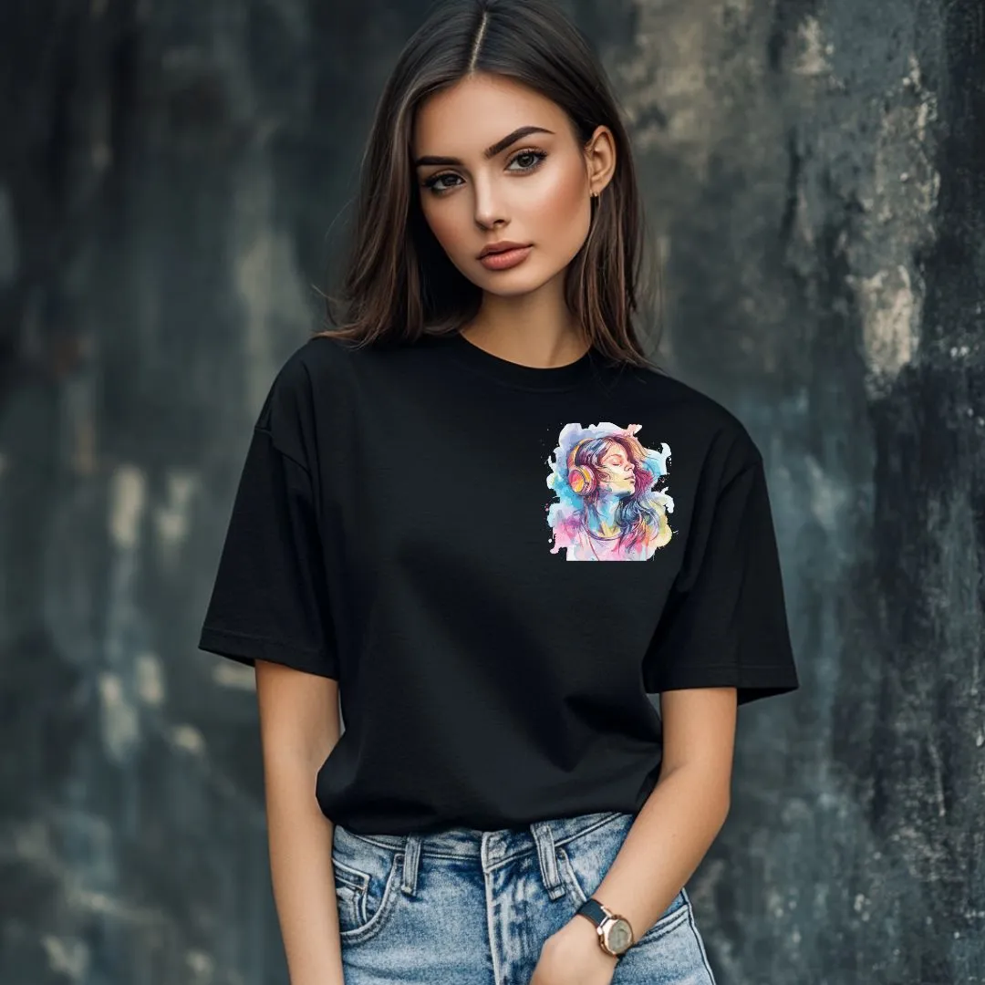 Beats Over Drama Vibrant Graphic Women's Oversized Cotton T-Shirt