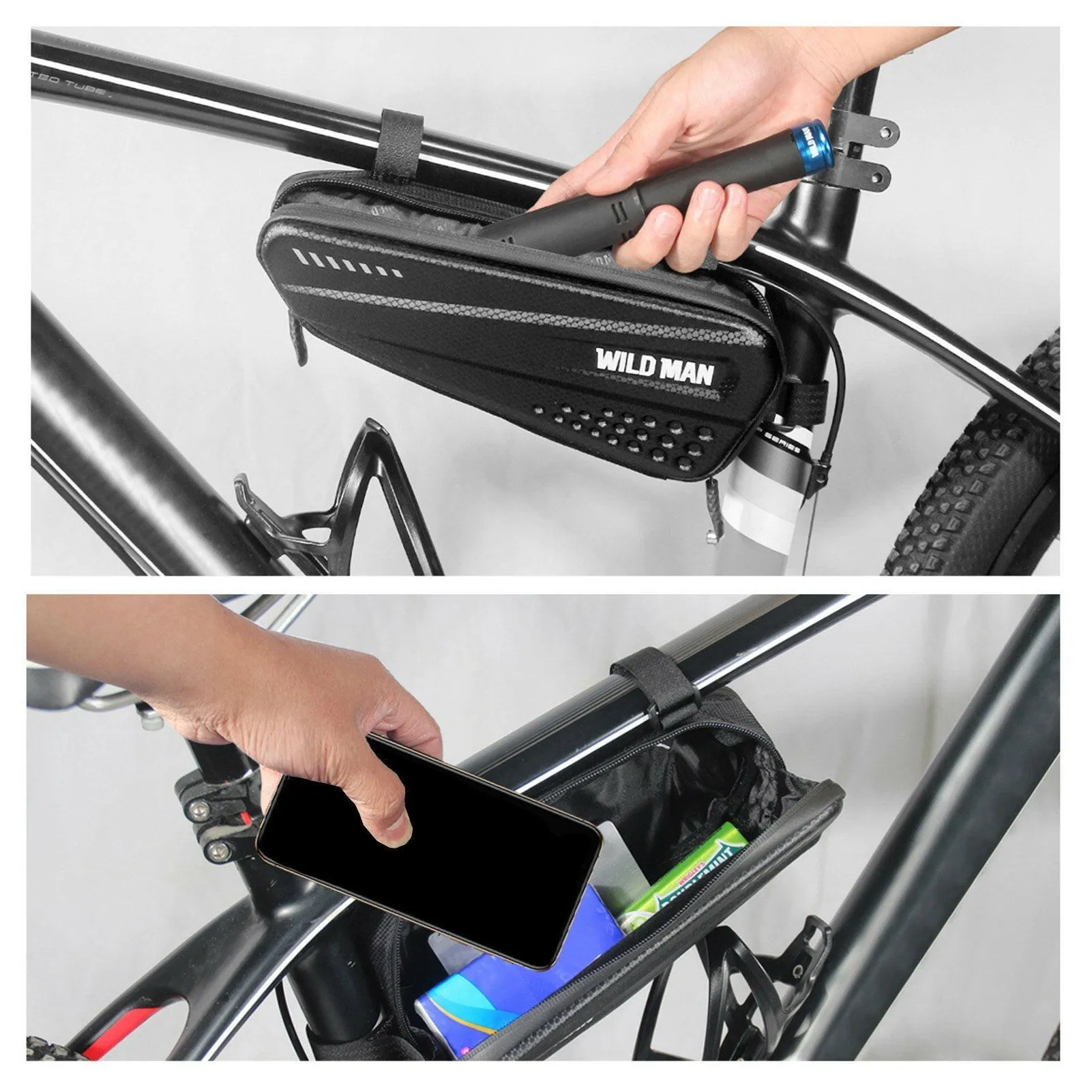 Bicycle Top Tube Bag Waterproof Hard Shell Bicycle Frame Bag Road Mountain Bike Storage Case Cycling Pouch Bicycle Accessories