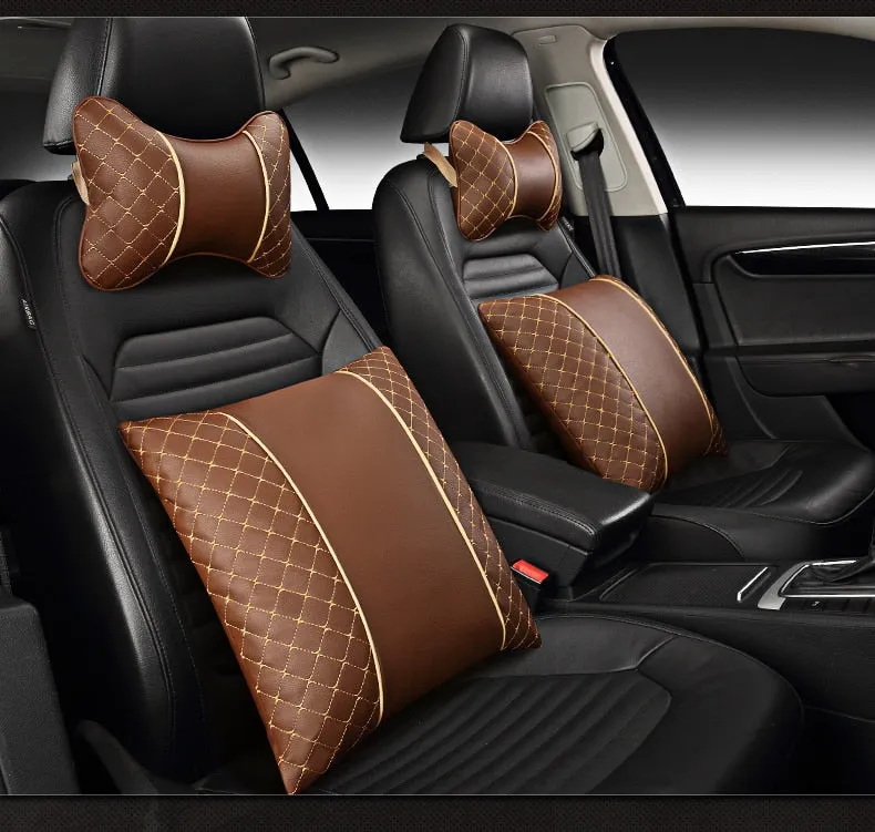 Car Leather Neck and Back Pillows