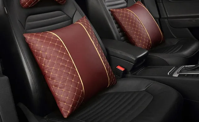 Car Leather Neck and Back Pillows