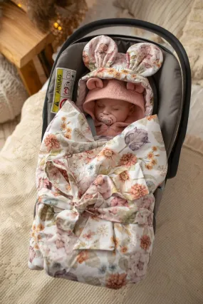 Car Seat Blanket - Velvet & Cotton - The Flower Garden