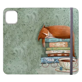 Cat and Books Wallet Case By Maja Lindberg