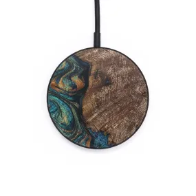 Circle Wood Resin Wireless Charger - Angel (Teal & Gold, 703282)