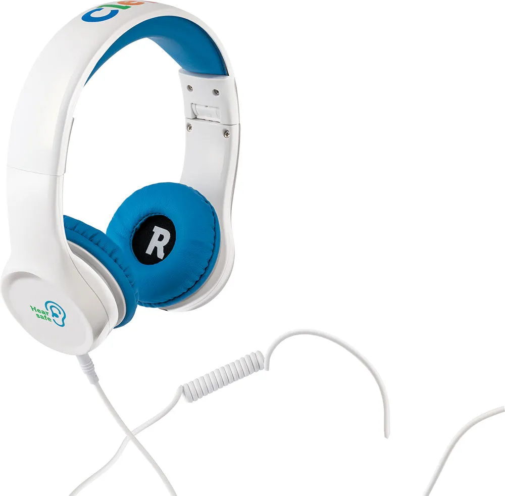 Clevy Kids Headphone - Hearsafe Volume Limiting Children's Headphones - Including Mic and Spiral Cable!