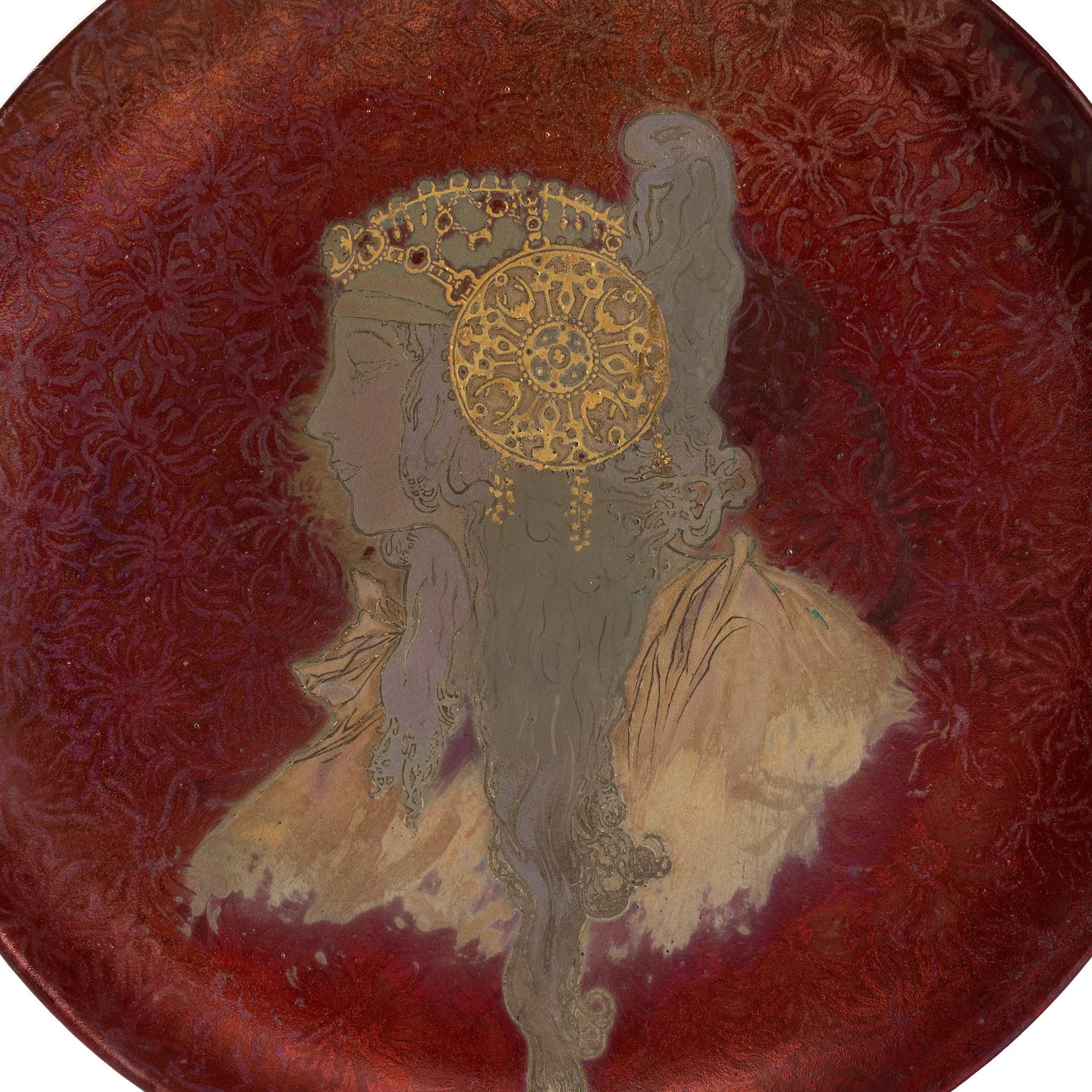 Clément Massier Byzantine Woman Decorative Ceramic Charger