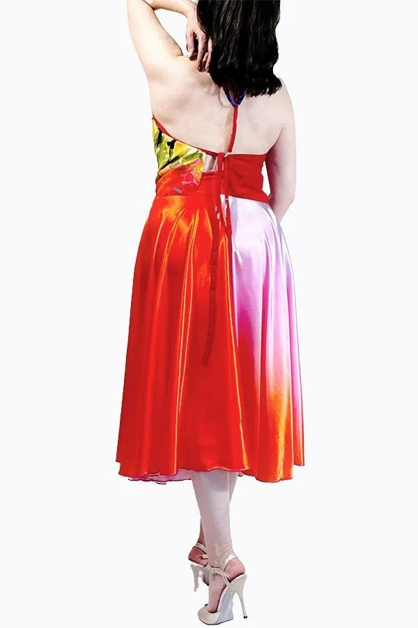 color explosion draped halter tango top with adjustable straps