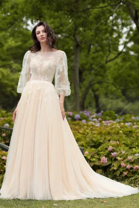 Colored Butterfly Cinderella Wedding Gown