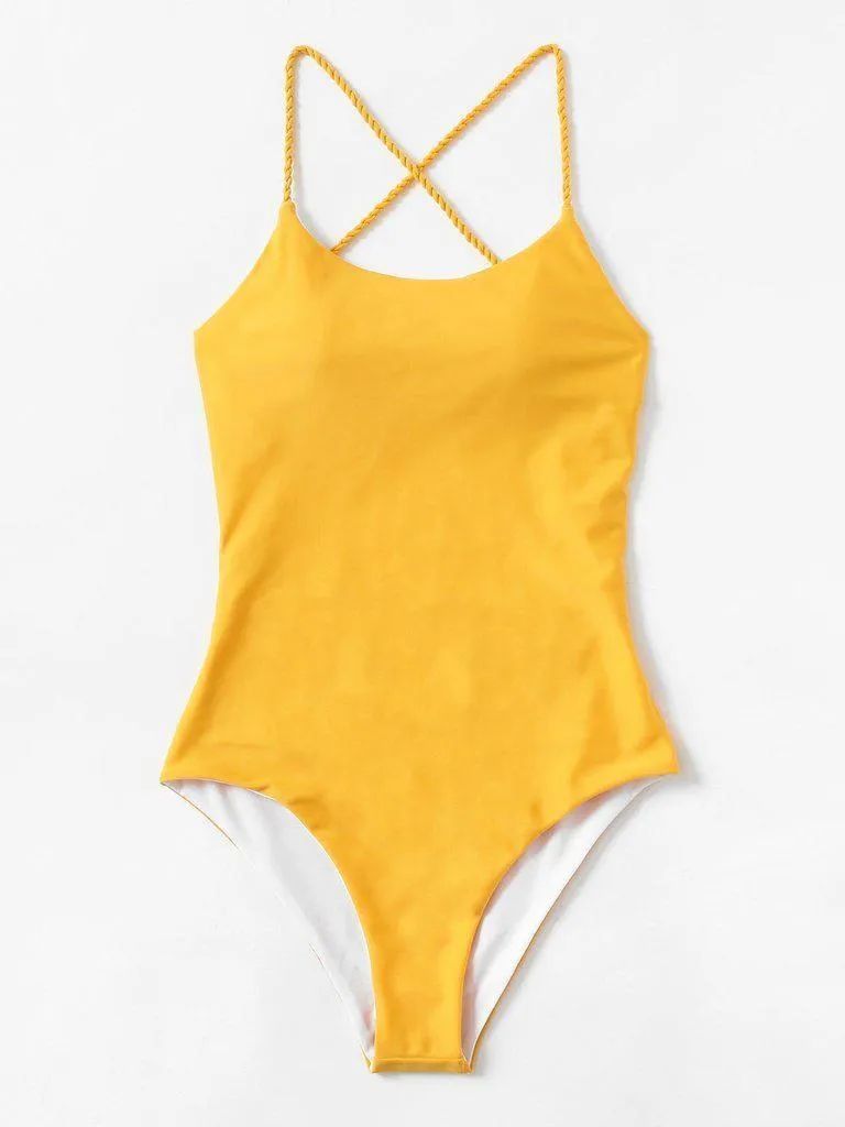 Criss Cross Open Back Swimsuit