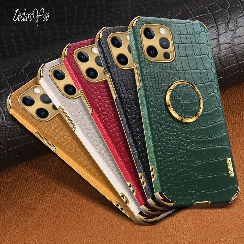 Crocodile Pattern PU Leather Soft Phone Case With Wristband For iPhone