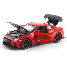 DARVICE 132 Die Cast Metal Car Scale Model Supra R35 Alloy Diecast Metal Car With Openable Door Light Sound Pullback Toy Car For Kids Best Gifts Toys For Boys, Multicolor