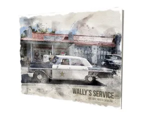 Deputy Sheriff Car In Front Of Wally's Service Station Aluminum Stand Off Wall Decor