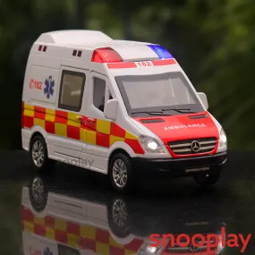 Diecast Ambulance - Simulation Sound & Light Pull Back Toy Car (1:32 Scale)