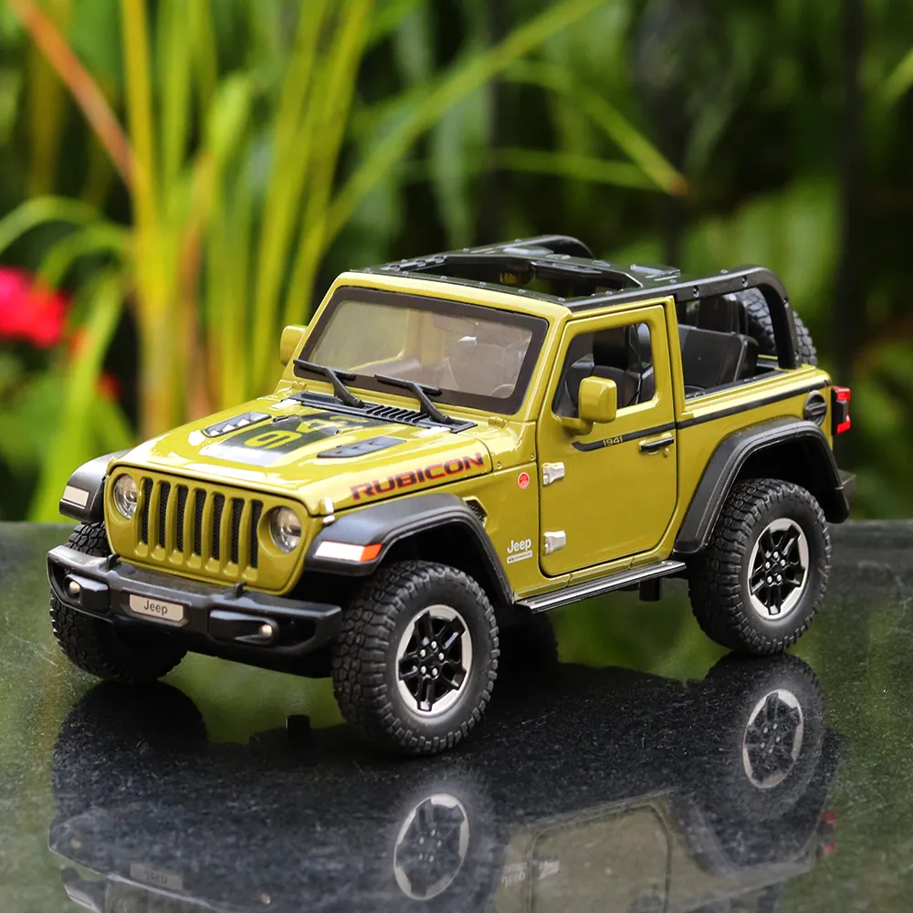 Diecast Off Road SUV Open Roof Jeep Resembling Rubicon 1941 with Openable doors and Pull Back Feature (Scale 1:24) - Assorted Colours