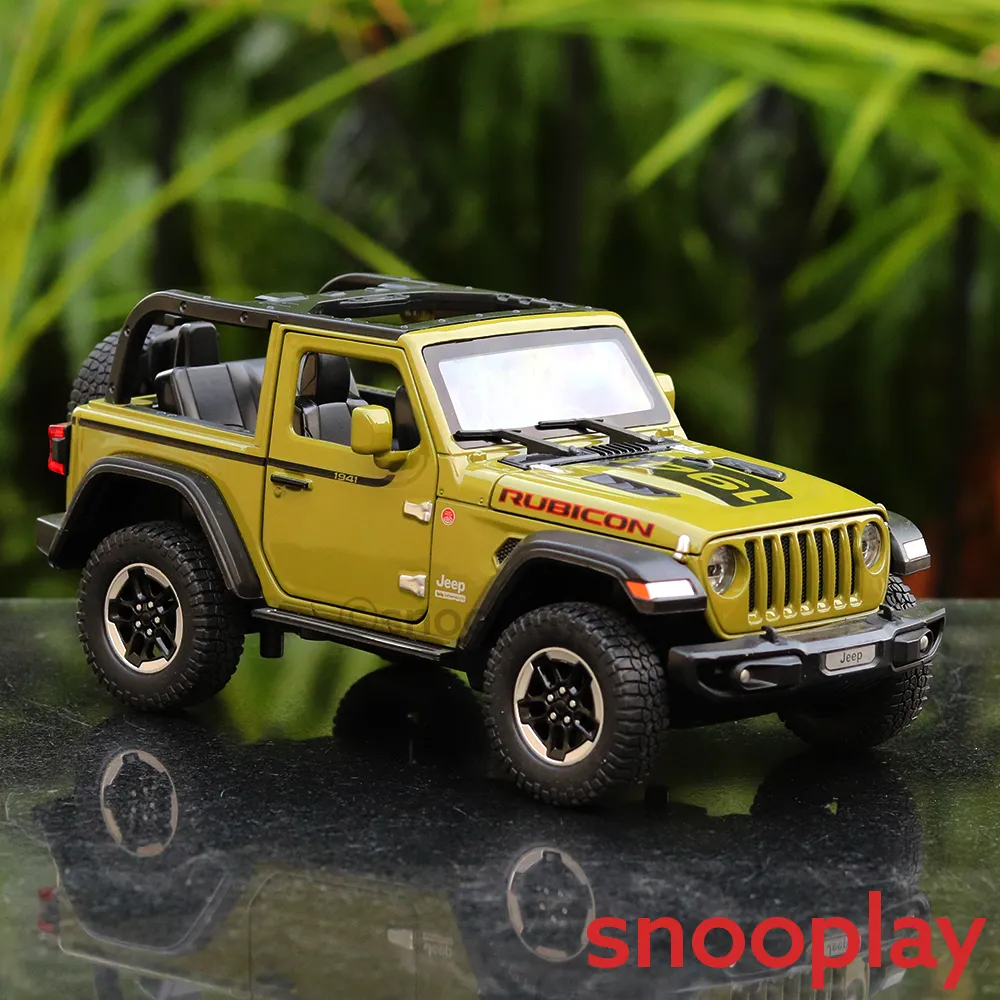 Diecast Off Road SUV Open Roof Jeep Resembling Rubicon 1941 with Openable doors and Pull Back Feature (Scale 1:24) - Assorted Colours