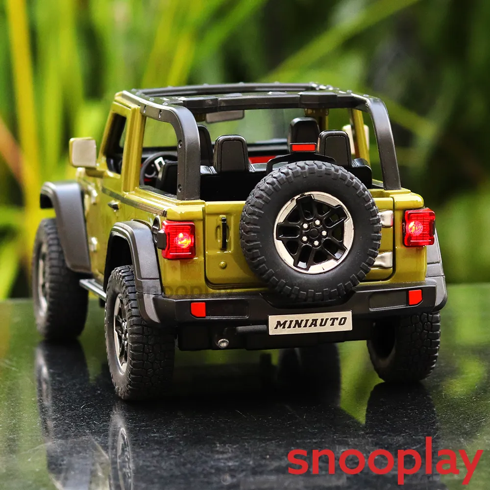 Diecast Off Road SUV Open Roof Jeep Resembling Rubicon 1941 with Openable doors and Pull Back Feature (Scale 1:24) - Assorted Colours