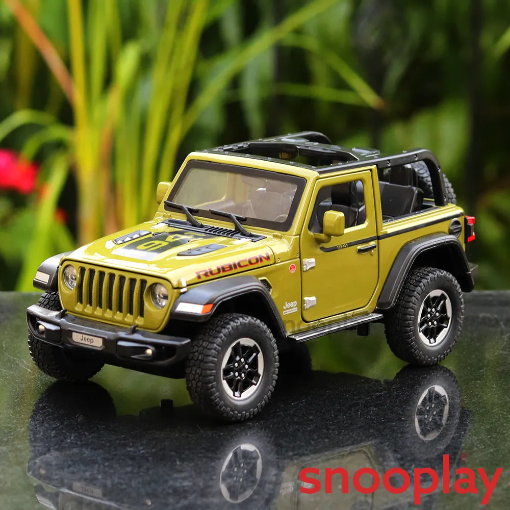 Diecast Off Road SUV Open Roof Jeep Resembling Rubicon 1941 with Openable doors and Pull Back Feature (Scale 1:24) - Assorted Colours