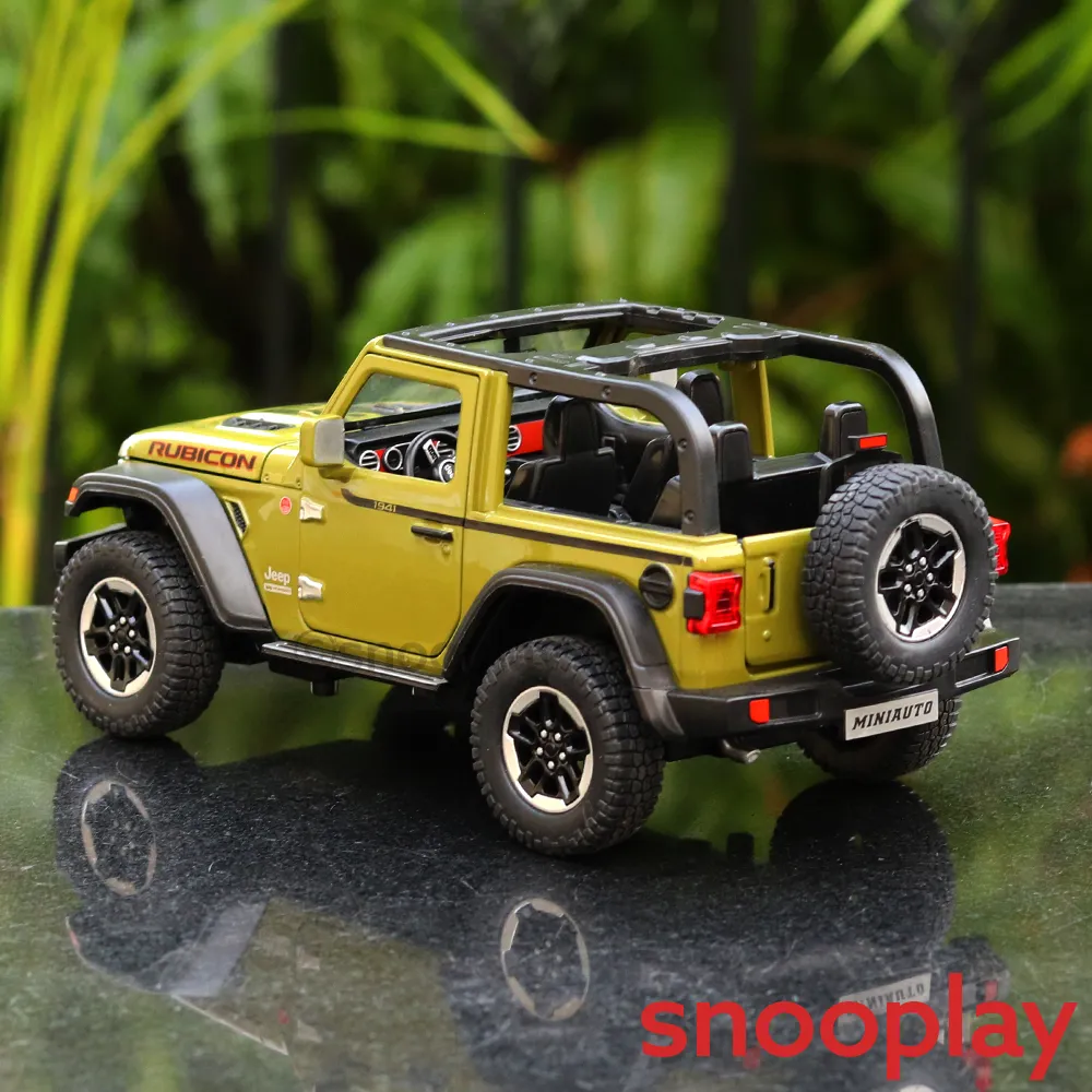 Diecast Off Road SUV Open Roof Jeep Resembling Rubicon 1941 with Openable doors and Pull Back Feature (Scale 1:24) - Assorted Colours