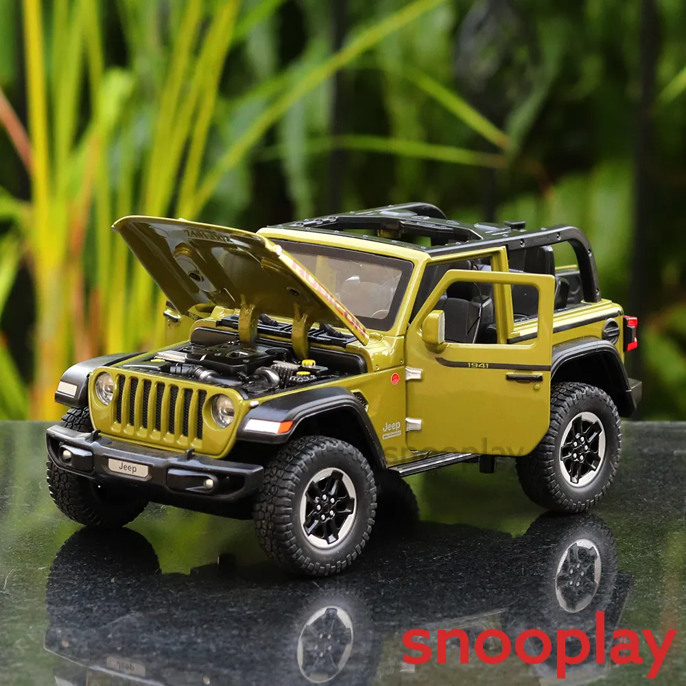 Diecast Off Road SUV Open Roof Jeep Resembling Rubicon 1941 with Openable doors and Pull Back Feature (Scale 1:24) - Assorted Colours