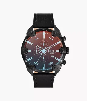 Diesel Spiked Chronograph Black Leather Watch DZ4667