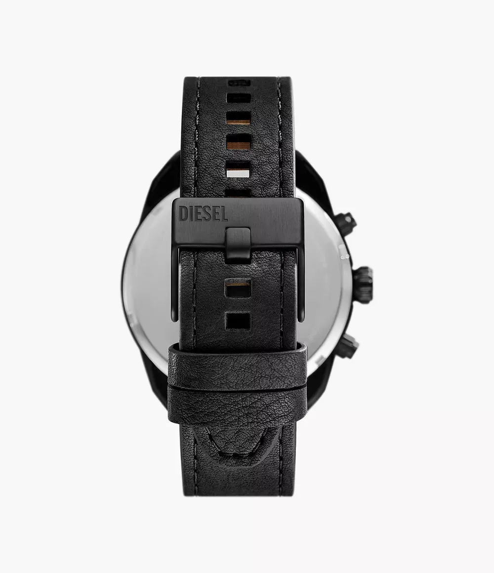 Diesel Spiked Chronograph Black Leather Watch DZ4667