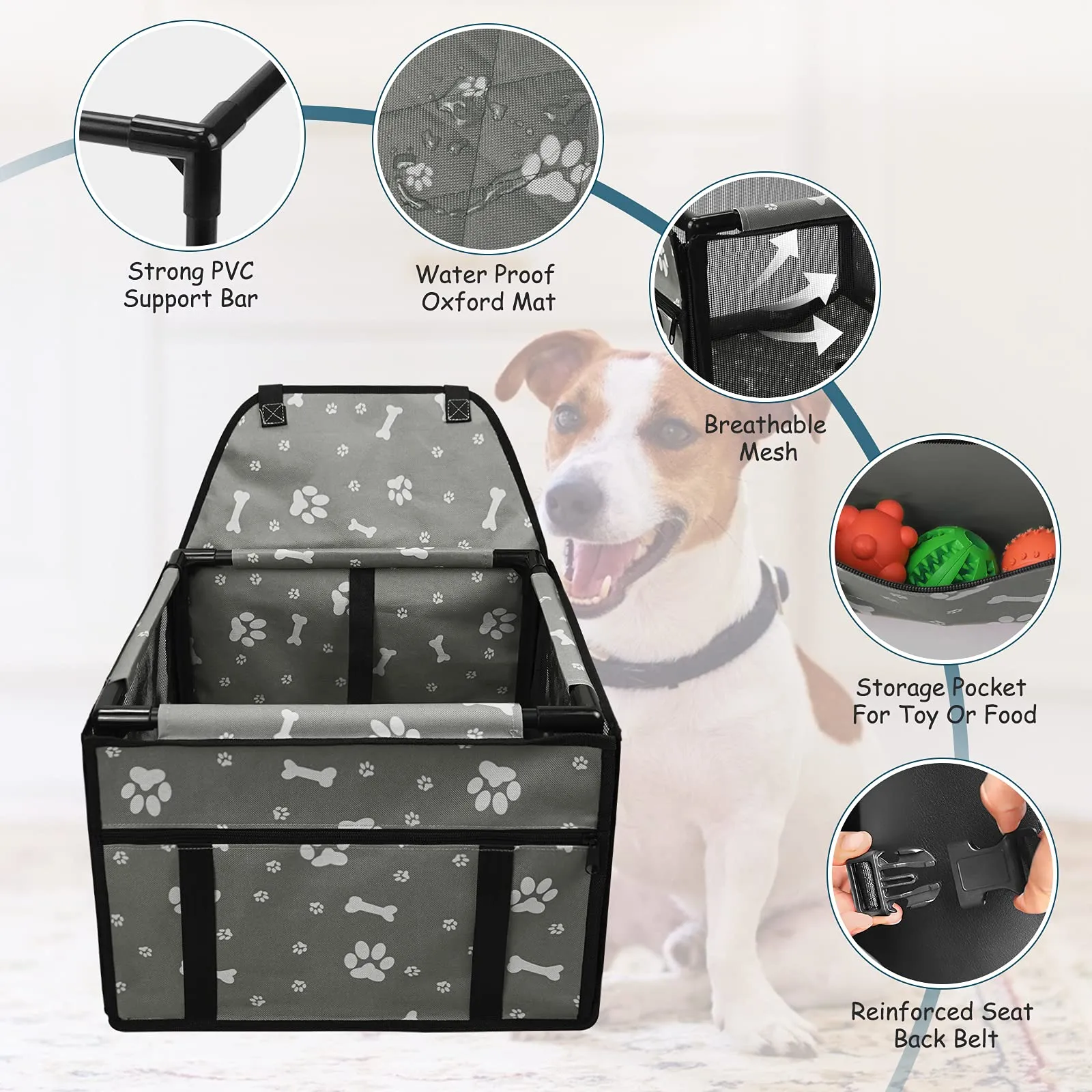 Dog Car Booster Seat- Small Grey