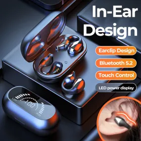 Ear Clip Bone Conduction Headphone Bluetooth 5.2 HIFI Wireless Earphone